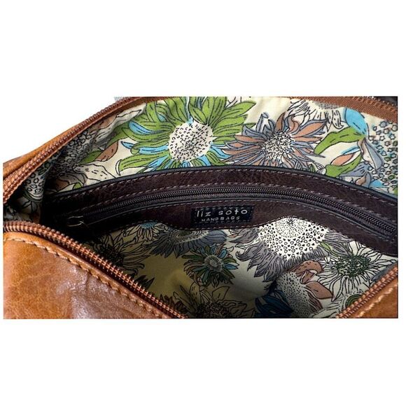 Liz Soto Brown Vegan Leather Crossbody Bag – Boho Chic, Minimalist 12"x10" - Picture 5 of 9